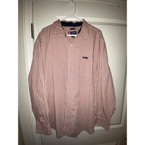 Chaps Plaid Button Down Shirt Long Sleeve Easy Care Red Tan XXL‎